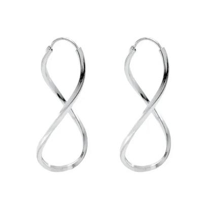 Imagem de Brinco Infinito argola Média Prata 925 4cm oito inteira moda