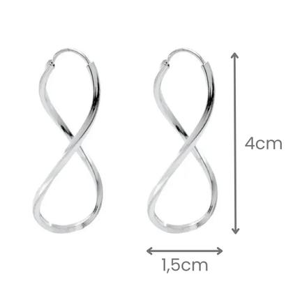 Imagem de Brinco Infinito argola Média Prata 925 4cm oito inteira moda