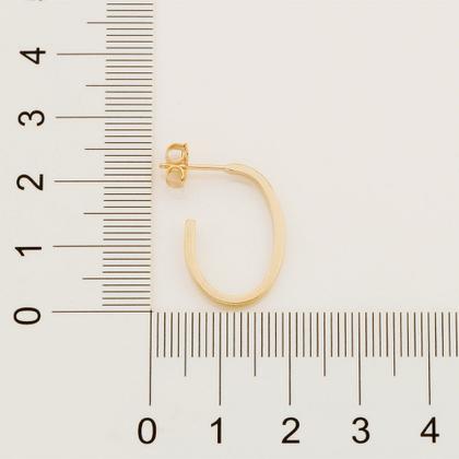 Imagem de BRINCO MEIA ARGOLA LISA COM FORMATO OVAL. MED 2,2 CM. Brinco feminino folheado a ouro 18k joia antialérgica presente feminino para mulher