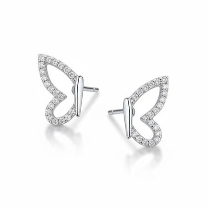 Imagem de Brinco Meia Asa de Borboleta Cravejado Prata 925 - Amaré Joias