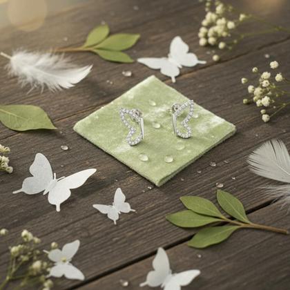 Imagem de Brinco Meia Asa de Borboleta Cravejado Prata 925 - Amaré Joias