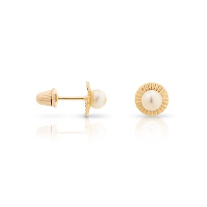 Imagem de Brinco Ouro 18k Pérola Natural 3mm Espelhado Diâmetro 5mm