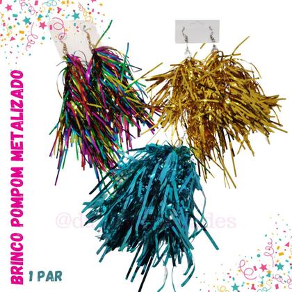 Imagem de Brinco Pompom Metalizado para Carnaval - DAYU