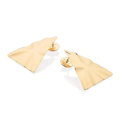 Imagem de Brinco Rommanel Banhado Ouro Maxi Triangular Ondulado 527420
