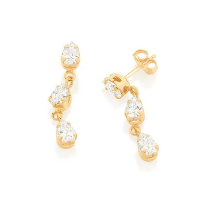 Imagem de Brinco rommanel com zircônias gotas banhado a ouro 18k