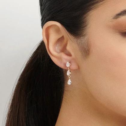 Imagem de Brinco rommanel com zircônias gotas banhado a ouro 18k