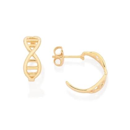 Imagem de Brinco rommanel meia argola cromossomo banhado a ouro 18k