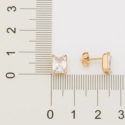 Imagem de Brinco Rommanel Solitário Retangular com Cristal 526984