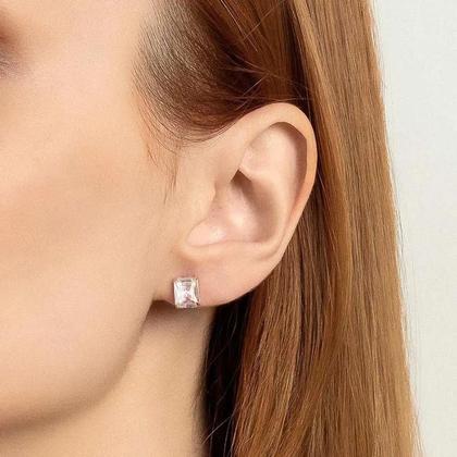 Imagem de Brinco Rommanel Solitário Retangular com Cristal 526984