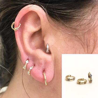 Imagem de Brinco Segundo Furo Bebe Ouro 18k Argola 6mm Coração com Diamantes B13240