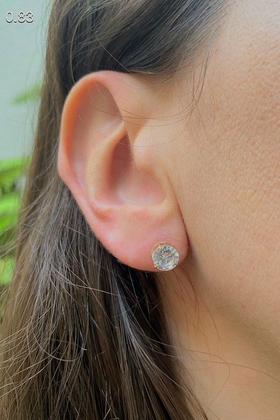 Imagem de Brinco Zircônia 6,5 mm Ouro 18k Ishizaki  - 0.83