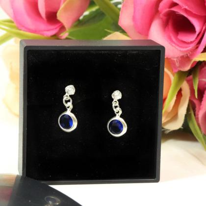 Imagem de Brinco Zirconia Pingente Ponto Luz Azul Prata Legitima