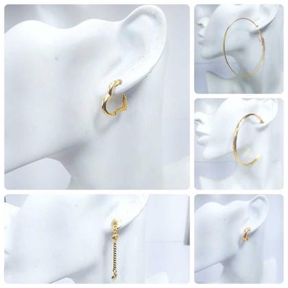 Imagem de Brincos Argola e Coração Feminino Dourados Kit 5 Pares Folheados Modelos Variados
