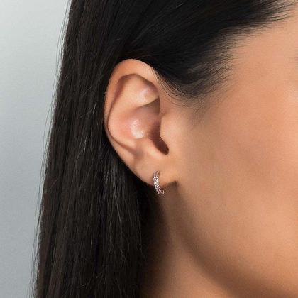 Imagem de BRINCOS BANHADO OURO 3X 24K 18K E 22K FEMININOS MEIA ARGOLA ZIRCÔNIAS PEQUENOS ROMMANEL LILÁS 527097 cor:Lilás