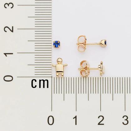 Imagem de Brincos banhado ouro 3x 24k 18k e 22k femininos pequenos rommanel kit menino e solitário pedra zircônia azul 527271