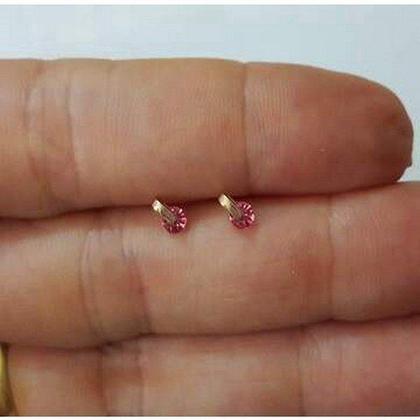 Imagem de Brincos banhado ouro 3x 24k 18k e 22k  femininos segundo furo infantil bebe recem nascido redondo cristal rommanel 523530