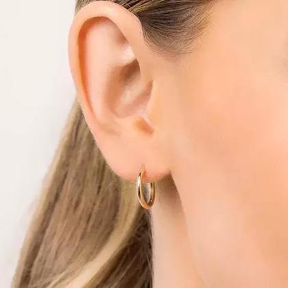 Imagem de Brincos de Argola Rommanel Kit Redondo Liso Banhado a Ouro 18K Joia Versátil 527165