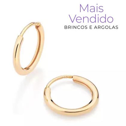 Imagem de Brincos de Argola Rommanel Kit Redondo Liso Banhado a Ouro 18K Joia Versátil 527165