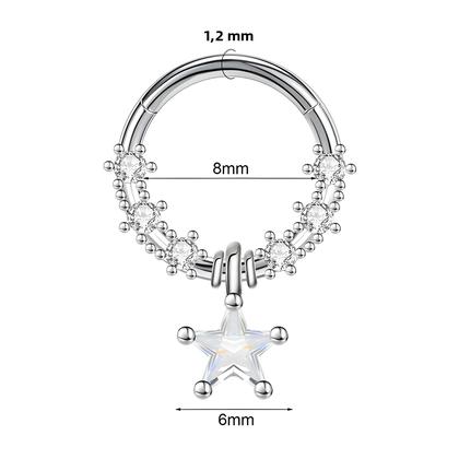 Imagem de Brincos De Piercing Femininos De Moda Em Aço Inoxidável Com Cristal, Argolas Clicker Para Septo,