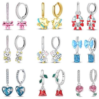 Imagem de Brincos Femininos de Prata 925 - Design Arco-Íris com Dopamina - Para Festa e Noivado