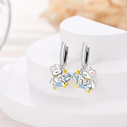 Imagem de Brincos Femininos de Prata 925 - Design Arco-Íris com Dopamina - Para Festa e Noivado