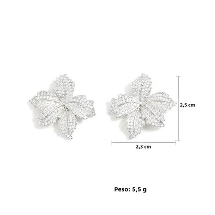Imagem de Brincos Folha de Flor com Zircônia - Luxo e Elegância para Casamento e Festa