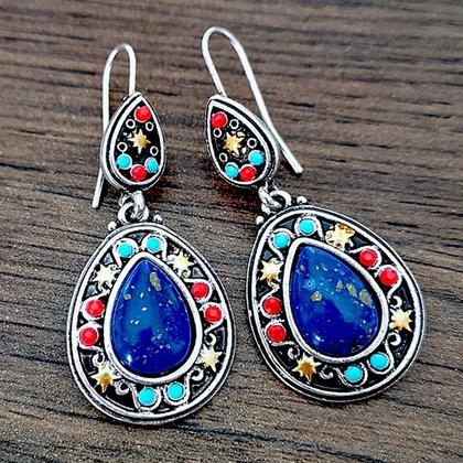 Imagem de Brincos Pendentes Em Forma De Gota De Água Prata Com Pedra Natural Joias De Noivado E Casamento Para