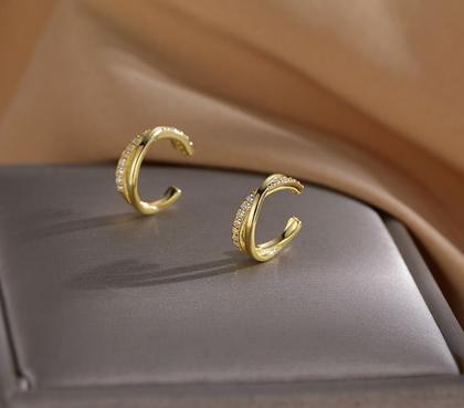 Imagem de Brincos Piercing Clip Fake Zircônia Banhado Ouro 18k Acessórios
