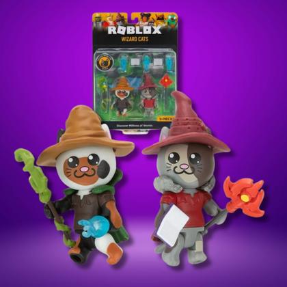 Brinquedo 2 Bonecos Roblox Wizard Cats 8cm 9 Peças Sunny - 002213B