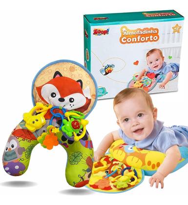 Imagem de Brinquedo Almofadinha Conforto Bebe Com Mordedor Acessórios Zoop Toys Brinquedo Interativo Educativo Presente Menino Menina Bpa free