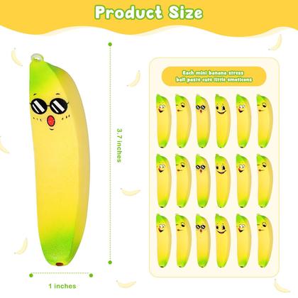 Imagem de Brinquedo Antiestresse Banana Fidget - Kit com 16 Peças para Festa