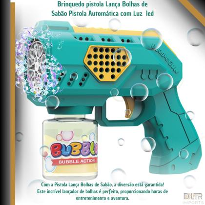 Imagem de Brinquedo Arminha De Sabão Lança Bolha De Sabão Pistola Luz