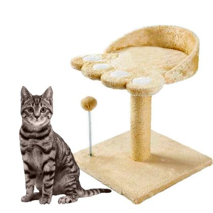 Imagem de Brinquedo Arranhador Para Gatos Poste Sisal Com Patinha Bege