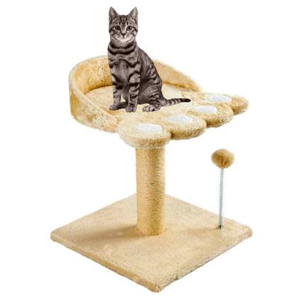 Imagem de Brinquedo Arranhador Para Gatos Poste Sisal Com Patinha Bege