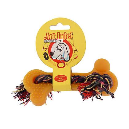 Imagem de Brinquedo Art Injet Osso Injetado com Corda Anti-Tártaro para Cães - Cores Sortidas - Médio