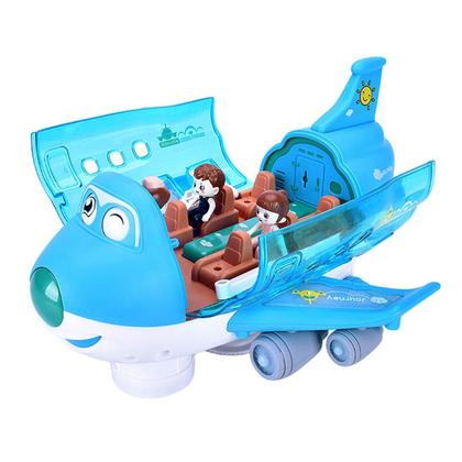 Imagem de Brinquedo avião com mini bonecos anda, luz e gira- Azul