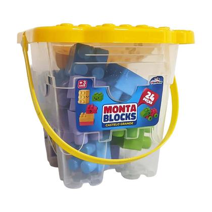 Imagem de Brinquedo Balde Monta Blocos 24 Peças Sortidos Lummar