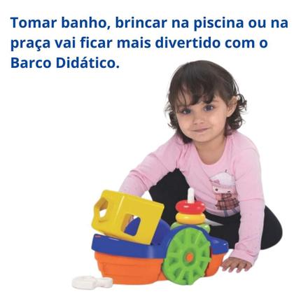 Imagem de Brinquedo Bebe Barco Didatico Presente Crianca Menino Menina 1 Ano Educativo Banheira Banho Piscina