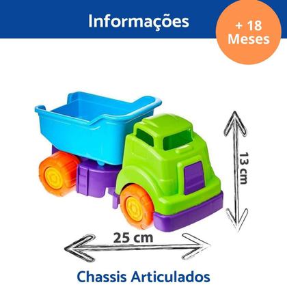 Imagem de Brinquedo Bebê Caminhão Caçamba Articulado Para Menino 2 Anos Presente Carrinho Infantil