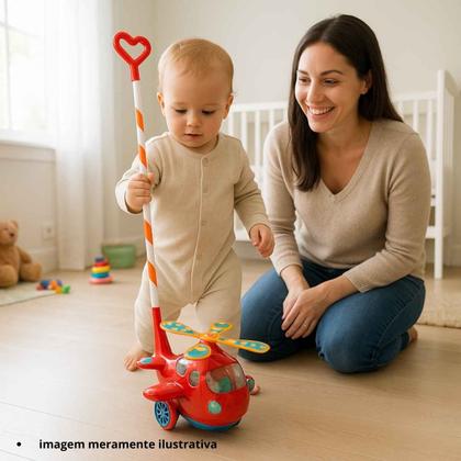 Imagem de Brinquedo Bebê Empurrar Puxar Som Musical Educativo Pedagogico Pica Pau Aviao ou Siri