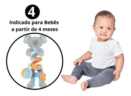 Imagem de Brinquedo Bebê Pelúcia Mola com Chocalho e Mordedor Coala Azul - Buba