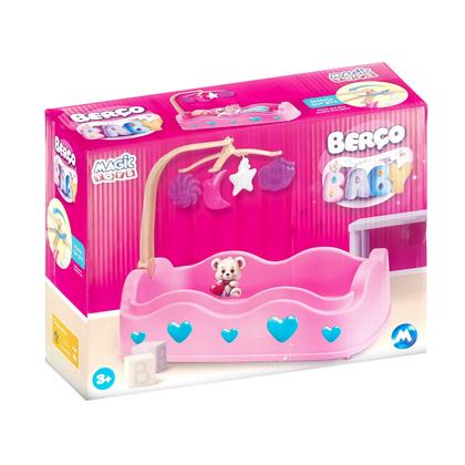 Imagem de Brinquedo Bercinho Infantil Rosa Para Bonecas Bebê Reborn Com Móbile