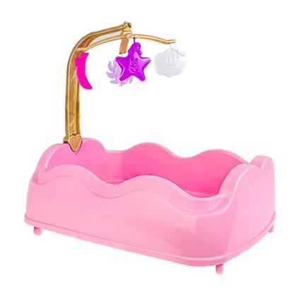 Imagem de Brinquedo Bercinho Infantil Rosa Para Bonecas Bebê Reborn Com Móbile