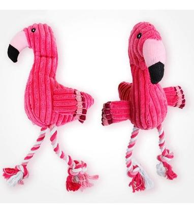 Imagem de Brinquedo Bichinhos De Pelúcia E Corda Pet Para Cães Cachorros Burrinho Fazendinha Flamingo