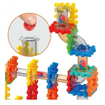 Imagem de Brinquedo Bloco Montar Pista Corrida Tubo C/ Bolinhas 53 Pc