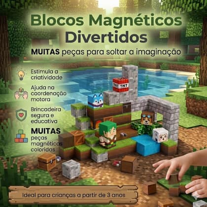 Imagem de Brinquedo Blocos Cubo Magneticos Imã Criança Divertido Colorido Educativo Monta Monta Sensorial