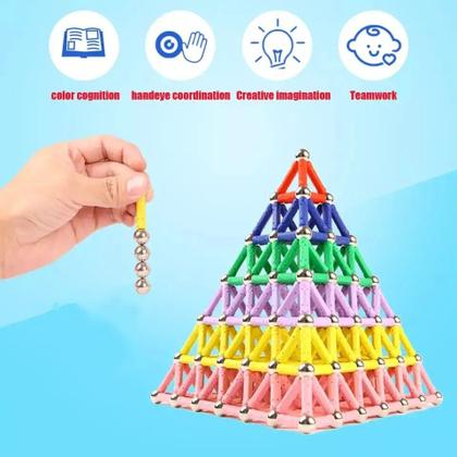 Imagem de Brinquedo Blocos De Montar Magnéticos 108pc