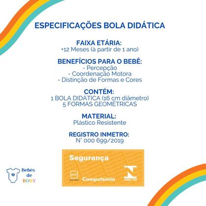 Imagem de Brinquedo Bola Didática Encaixar Formas Geométricas Educativa Bebê Menino Menina Presente 1 ano Unissex