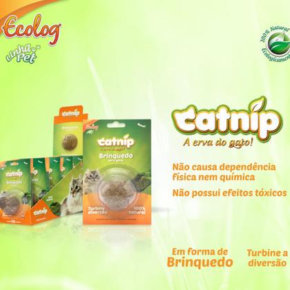 Imagem de Brinquedo Bolinha De Catnip Para Gatos Pets Erva Relaxante Natural Cat Nip Interativo Evita Sofa Cama Cortina Ecolog