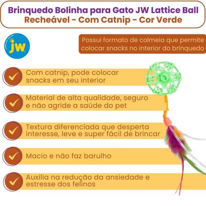Imagem de Brinquedo Bolinha para Gato JW Lattice Ball Recheável Com Catnip Verde